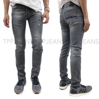 NDGray 28”-36” Slim-fit Denim กางเกงยีนส์ชายสีเทาฟอกแต่งขาด ผ้ายืด กระบอกเล็กกึ่งเดฟ เป้ากระดุม รับชำระปลายทางครับ