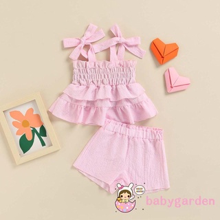 Babygarden-6M-4Y ชุดเสื้อแขนกุด และกางเกงขาสั้นลําลอง ลายสก๊อต แฟชั่นฤดูร้อน สําหรับเด็กผู้หญิง