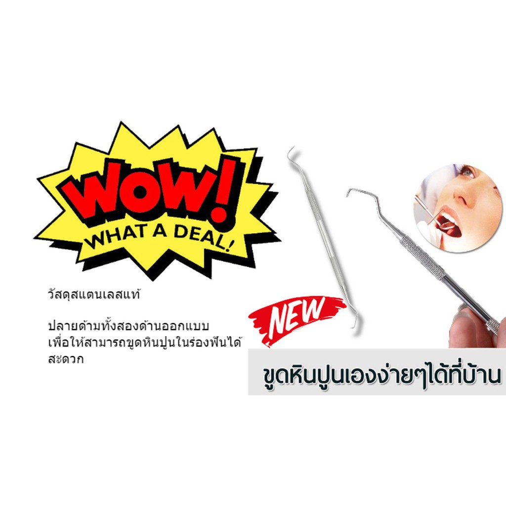 "ที่ขูดหินปูนด้วยตัวเอง ที่แคะฟัน ขูดเศษอาหาร ทำจากแสตนเลสอย่างดี" ราคาส่ง พร้อมส่ง Quickerbox