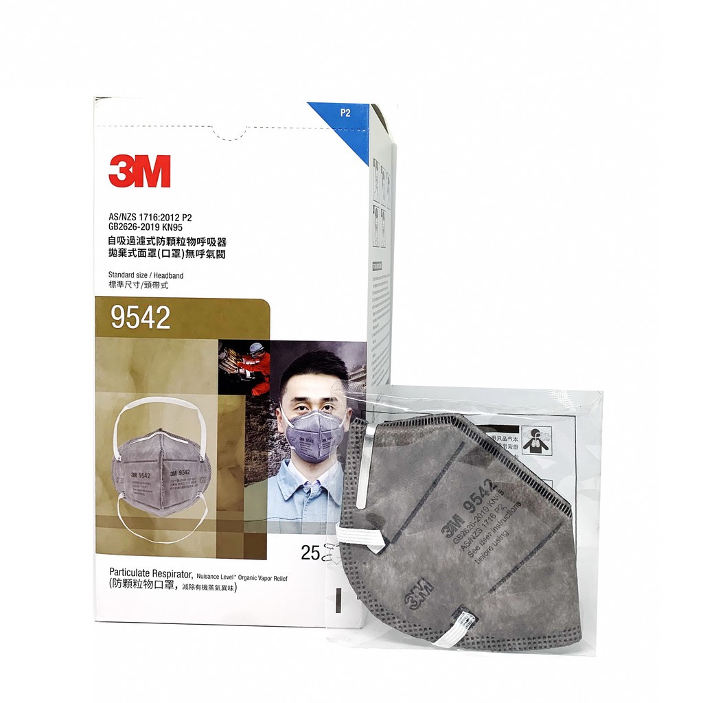 ☼✕3M 9542 หน้ากากป้องกันฝุ่นละอองและไอระเหย (แทน รุ่น 9044A) x2