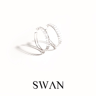 SWAN - Baguette Hoop Earring ต่างหูห่วงเงินแท้ ฝังเพชรคิวบิกเซอร์โคเนีย cubic zirconia