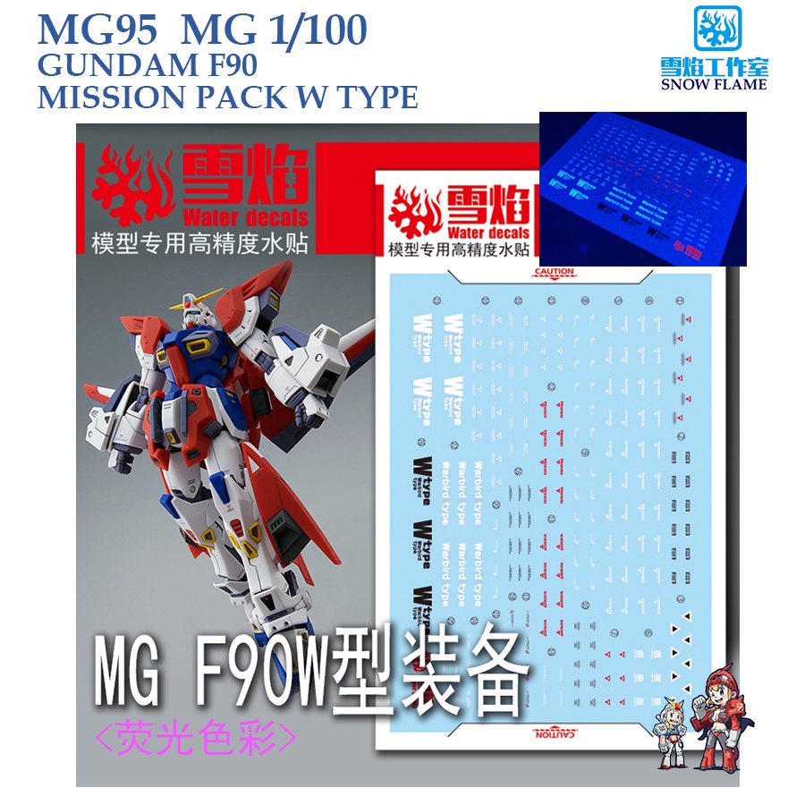 ดีคอลน้ำ [SNOW] MG 96 s GUNDAM F90 MISSION PACK W TYPE MG 1/100 FLUORESCENT WATER DECAL SMG 96 MG96 