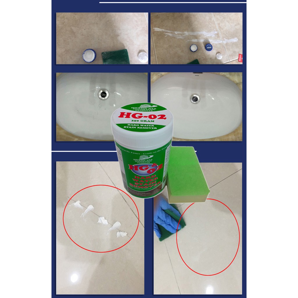 REMOVE สีดํารอยขีดข่วนและสนิมบนพื้นด้วยผงฟอกสี HG02 STAIN HANDWATER REMOVE