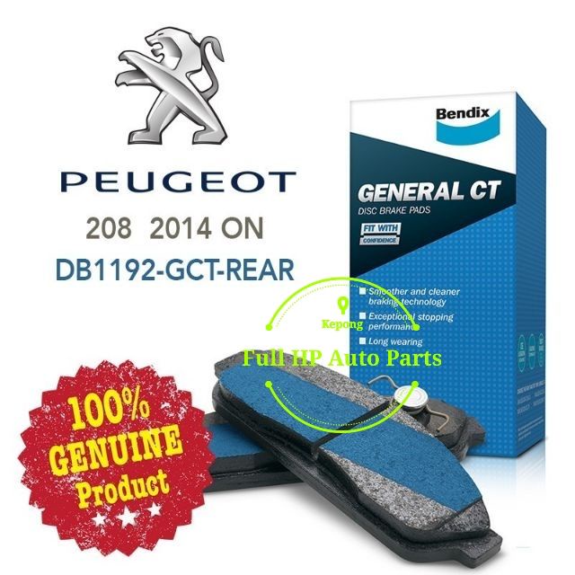 ผ้าเบรคหลัง Bendix DB1192GCT - Peugeot 208/ Peugeot 308/ Peugeot 405