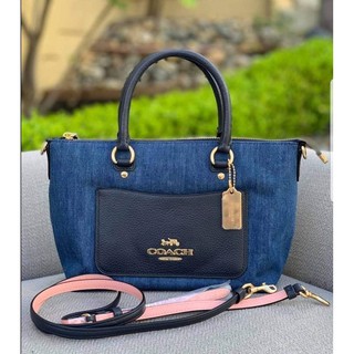 แท้ พร้อมส่ง Coach Mini Emma ผ้ายีนส์ | Coach Mini Emma Satchel (Denim)