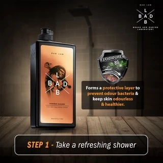 Bad Lab เคฟแมนคลีนเนอร์ สบู่เหลวทรีอินวันสำหรับเส้นผมใบหน้าและร่างกาย 400ml BL80030S