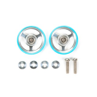 Tamiya 95348 17mm Aluminum Rollers w/Plastic Rings (Light Blue)