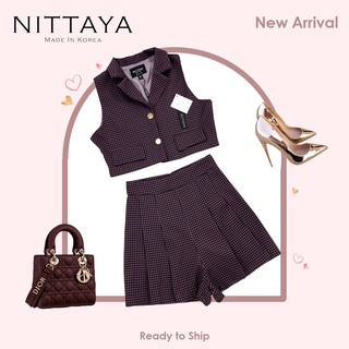 Nittaya set สก๊อตแขนกุดคอปก+กางเกงขาสั้น งานสวยมากๆค่า ทรงสวยเป๊ะ