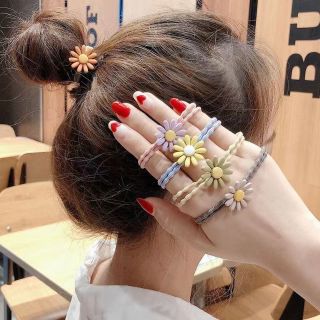 ยางมัดผม / ยางรัดผม ลายดอกเดซี่ สไตล์เกาหลี