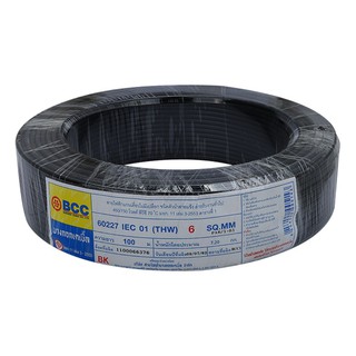 สายไฟ THW สายไฟ THW BCC 60227IEC01 1x6 ตร.มม. 100 ม. สีดำ สายไฟ งานระบบไฟฟ้า ELECTRIC WIRE BCC THW 60227IEC01 1x6SQMM 10