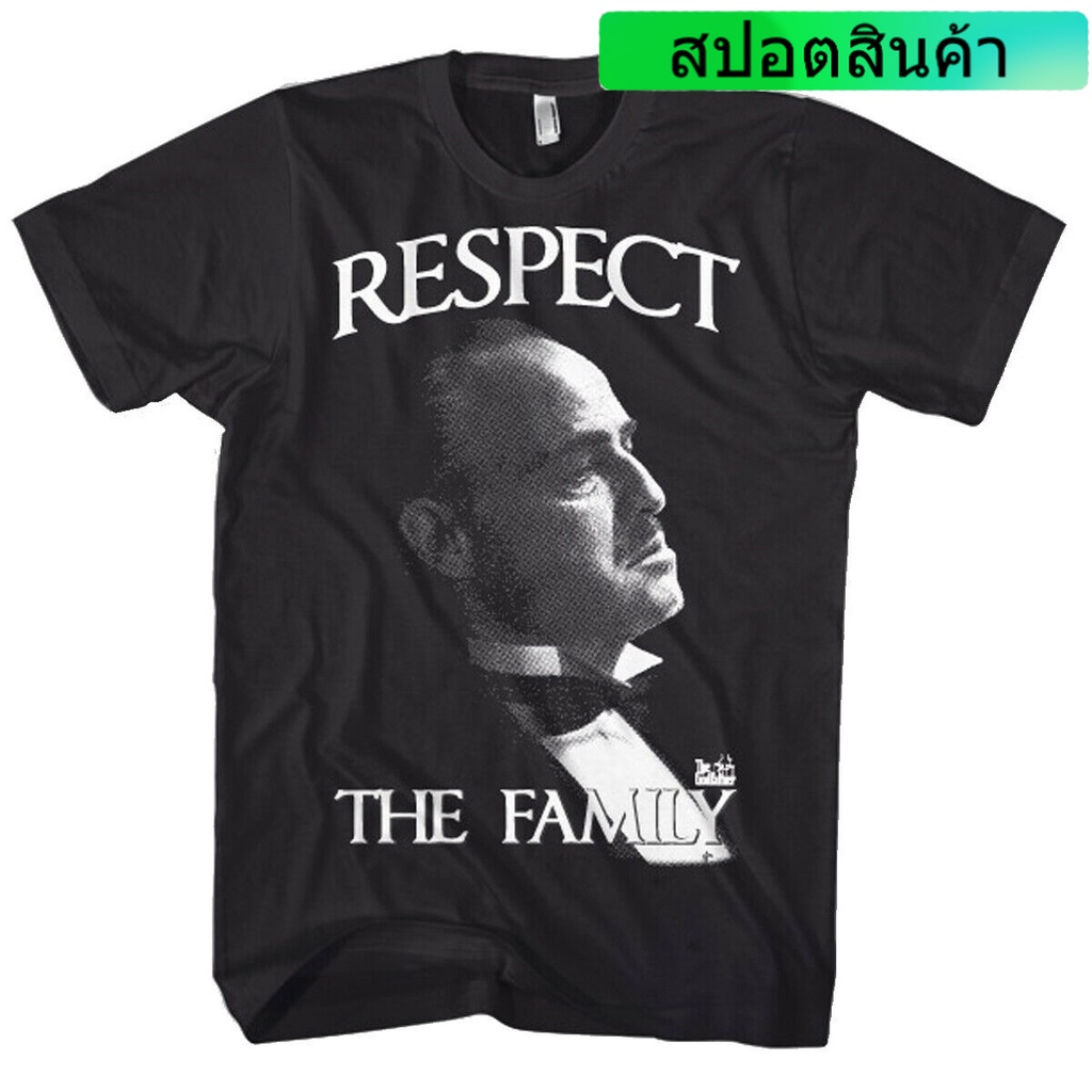 TSHIRTฝ้ายเสื้อยืด พิมพ์ลาย The Godfather Respect The Family Marlon Brando แฟชั่นสําหรับผู้ชายs-5xl