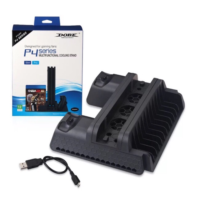 Dobe ขาตั้งเครื่อง Ps4 Pro/Slim มีไฟบอกสถานะการชาร์จจอย (Stand for Ps.4)(ขาตั้ง ps4 3 in 1)(ขาตั้งPS4)(PS4 Stand)