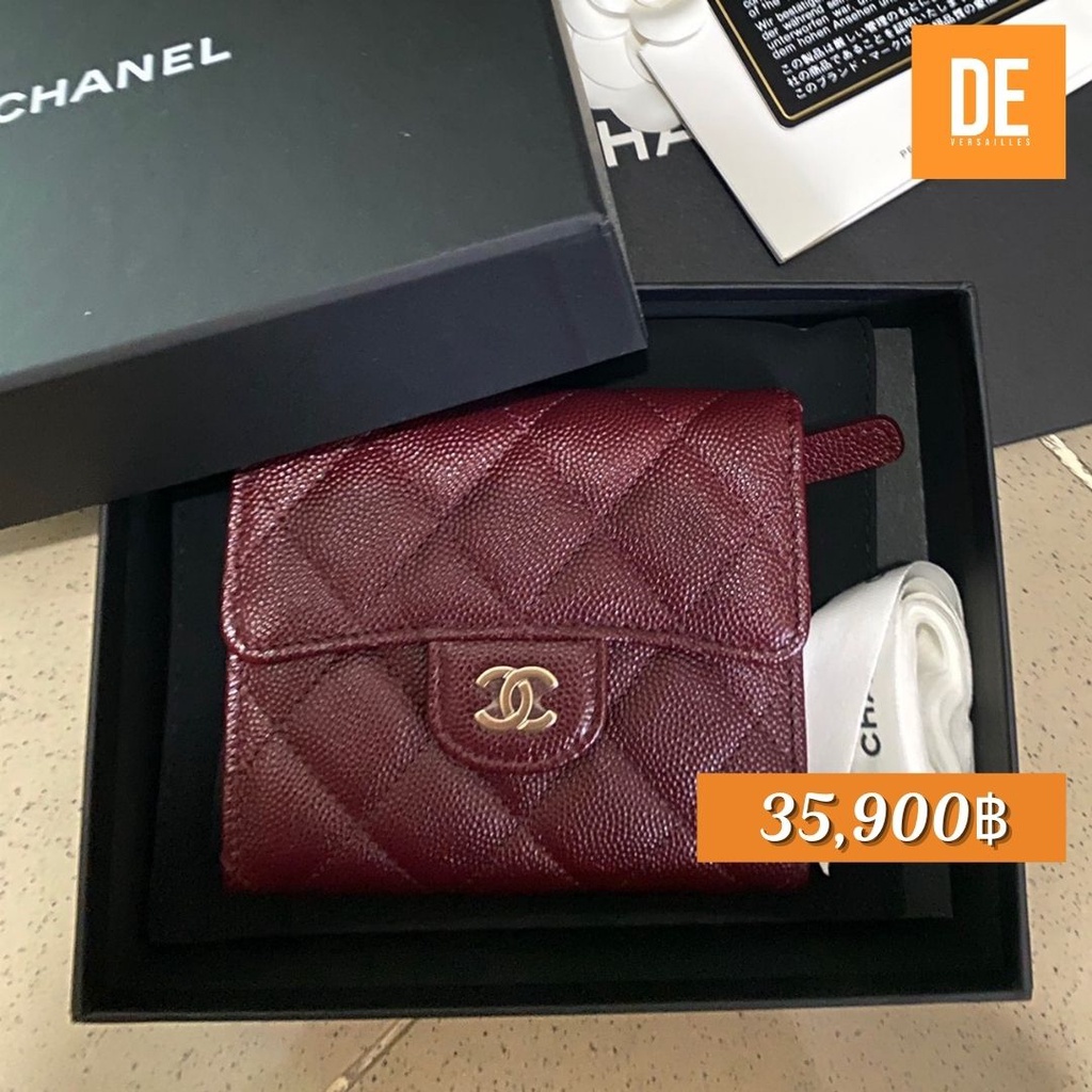 กระเป๋าสตางค์ Chanel mini Tri-fold caviar ghw  Holo31  full set no rec.