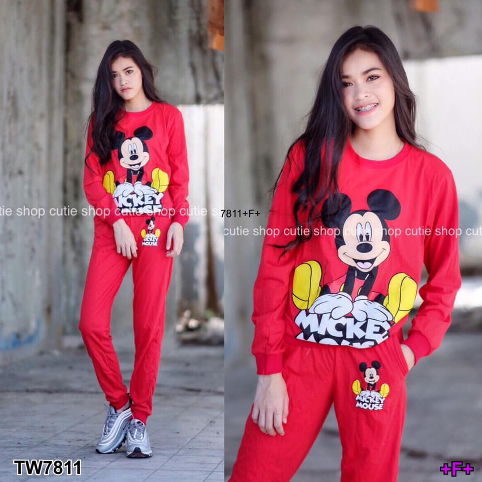 Setเสื้อ+กางเกง Mickey Mouse สีแดง