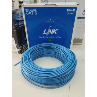 สาย LAN 100 เมตรLink US-9106-1 สีฟ้า ใช้เดินภายในอาคาร สายหนา เส้นใหญ่ สัญญานดี แข็งแรงทนทาน