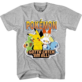 ผ้าฝ้ายคอกลมเสื้อยืดแขนสั้น พิมพ์ลาย Pokemon Big Boys Charizard Gotta Cath EM All Group สําหรับผู้ชายfrom S-4XL