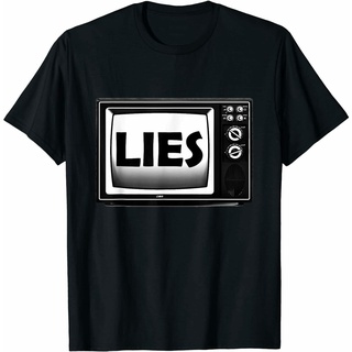 เสื้อยืด พิมพ์ลายทีวี Lies Defund The Mainstream Media สไตล์คลาสสิก เรโทร สําหรับผู้ชายSize S-5XL