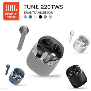 JBL TUNE220 TWS หูฟังบลูทูธในหูซับวูฟเฟอร์หูฟังแบบสปอร์ตไมโครโฟนในตัวพร้อมกล่องหูฟังไร้สายหูฟังตัดเสียงรบกวน JBL T220