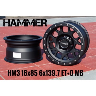 ล้อแม็กซ์ลายออฟโรด ขอบ16 HM3 สีดำ 16x8.5 6x139.7 ET+0 พร้อม ยางใหม่ Hankook AT2 265/70R16