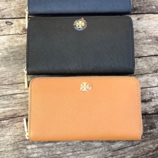 🇺🇸🇺🇸Tory Burch Emerson Zip CONTINENTAL Wallet Saffiano Leather BlackSaffiano leather.