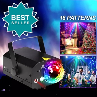 🌈ไฟดิสโก้🌈 ไฟปาร์ตี้ตามจังหวะ  Disco light เทค Magic Ball Laser Light Party Laser Lights 2 Lens+1 RGB