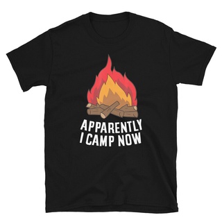 เสื้อยืดโอเวอร์ไซส์ใหม่ เสื้อยืดลําลอง แขนสั้น พิมพ์ลาย I Am Now Camp Obviously Camping Adventure เหมาะกับของขวัญ สําหรั