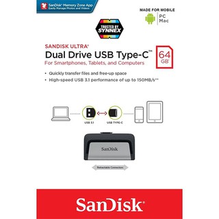 Sandisk Ultra Dual Drive Type-C 64GB OTG USB3.1 (SDDDC2_064G_G46) เมมโมรี่ แซนดิส แฟลซไดร์ฟ แท็บเล็ต คอมพิวเตอร์ Andriod