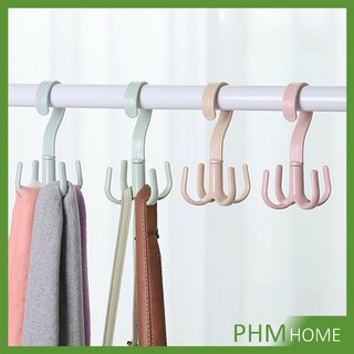 ที่แขวนของแบบตะขอ 4 แฉก หมุนได้ 360 องศา ที่แขวนของแบบตะขอ คละสี / 4 Position Cloth Hanger