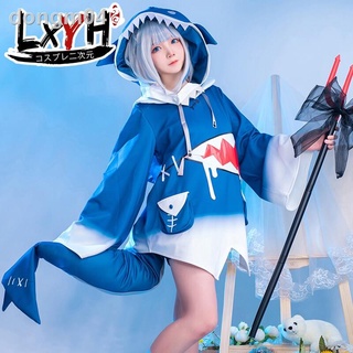 🔥ถูกและดี [LXYH- COSER KING] Hololive Gawr Gura Vtuber เครื่องแต่งกายคอสเพลย์ การ์ตูนอะนิเมะ Cosplay Costume Dress Woma