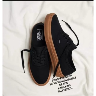 ของแท้ BLACK BLACK VANS รองเท้า GUM Brown WAFFLE DT