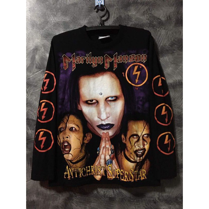 เสื้อแขนยาว Marilyn Manson งานดีผ้าดี สกรีนสุด ๆ เท่ห์ๆ โดนๆ มาราคาถูกๆ ป้ายห้อย The Roxx Power / Plus งานไทยส่งออกนอก