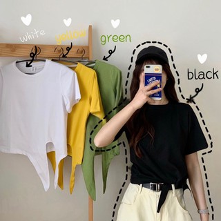 Fulllove crop top เสื้อครอปแขนสั้นสีสดใส เสื้อยืด chic มี4สี รุ่น192