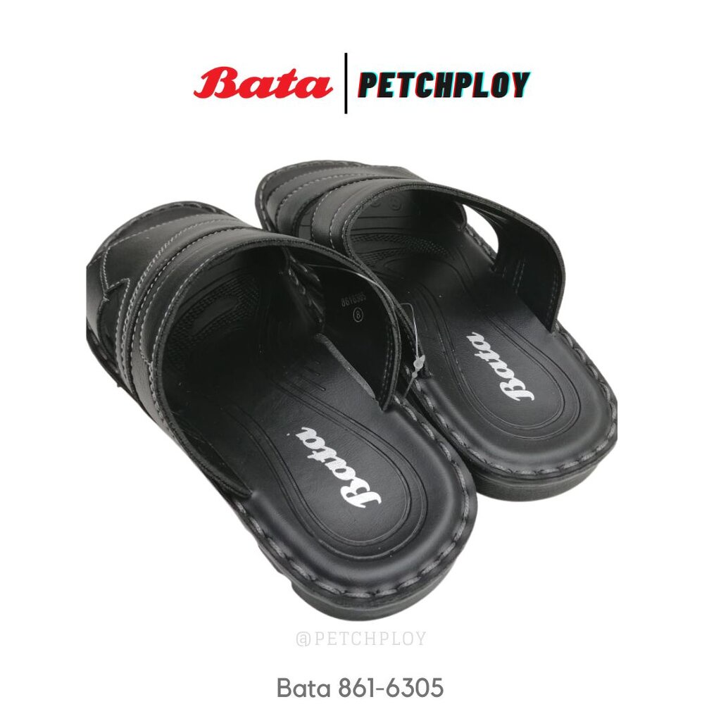 Bata รุ่น 4305-6305 รองเท้าแตะผู้ชาย บาจา แบบสวม สีดำ น้ำตาล
