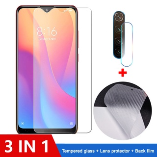 3 in 1 ฟิล์มกระจกนิรภัยคาร์บอนไฟเบอร์กันรอยเลนส์สําหรับ Realme 8 5 6i 5i C3 C11 C12 C15 OPPO A5S A3S A12E A12 A9 A5 A31 2020 A15 A15S F9 F11