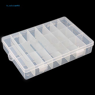 Farfi  Useful 24 Compartments Clear Plastic Storage Box Bin Jewelry Earring Case Container