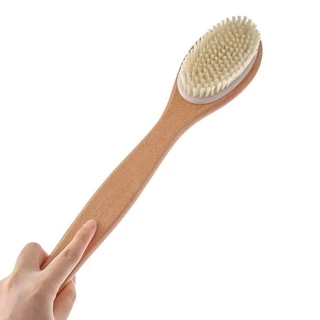 BREEZE Shower Brush Natural Wooden Soft&Stiff with Long Wooden Head Double Side Head