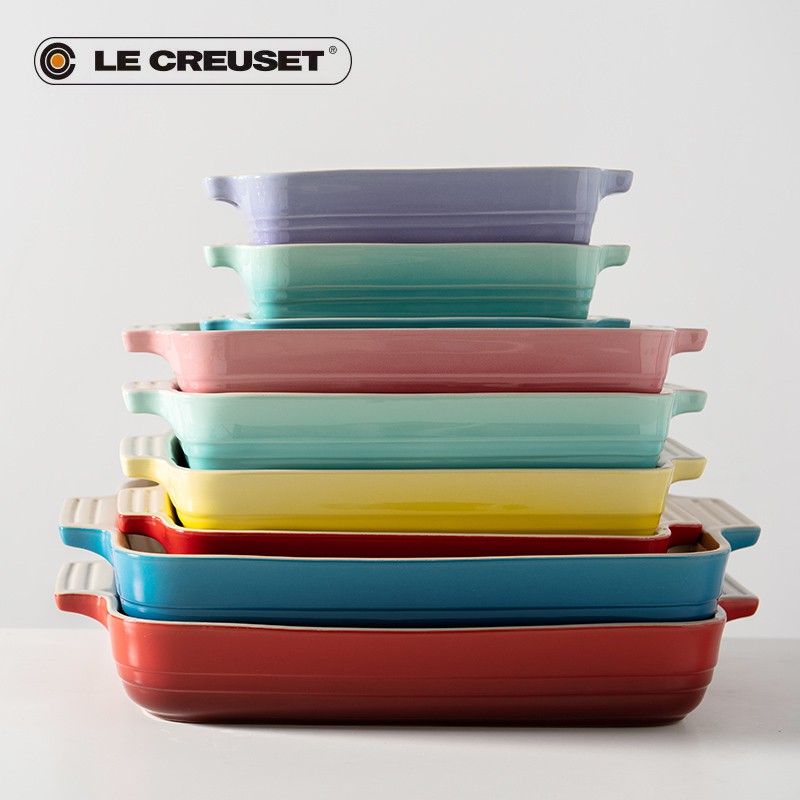 French LE CREUSET Cool Color Stoneware Porcelain Rectangular Grill Plate 14cm32cm Baking Baking