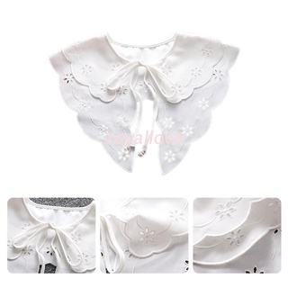 royal Women Lolita Doll Fake Collar Double Layer Shawl Hollow Out Embroidery Floral Lace Necklace Pearl Bows Poncho Capelet