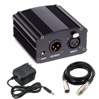 48v Phantom Power Supply สำหรับไมโครโฟน แหล่งจ่ายไฟ 48V Phantom Power + สายสัญญาณ Cable For Condenser Microphone