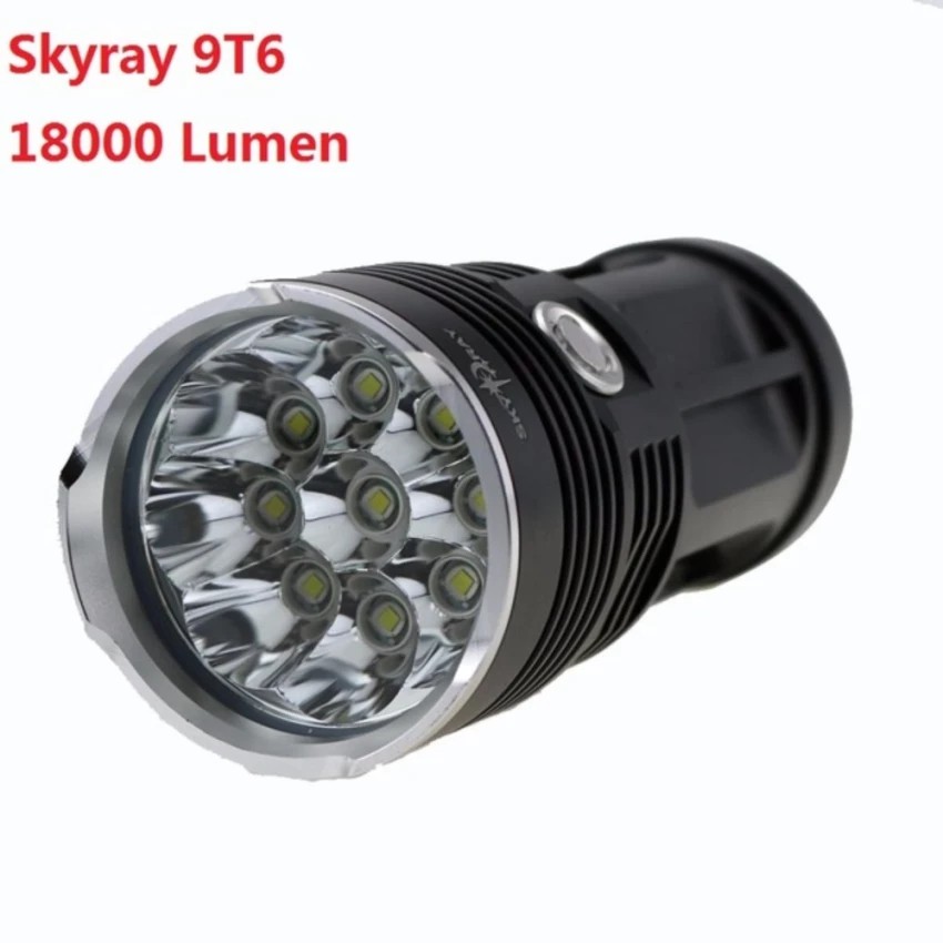 Skyray 9t6 Flashlight 18000 Lumen Set ไฟฉายสกายเรย์ 9หลอด ความแรงสูง สปอทไล้ท์ 18000 ลูเม็น ระยะส่อง