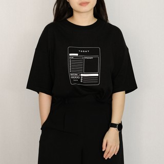 เสื้อยืดโอเวอร์ไซส์ GURETO : Whats your today plan (Black)