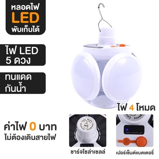 ✨หลอดไฟ LED หลอดไฟพกพา หลอดไฟฉุกเฉิน หลอดไฟโซล่าเซลล์ ชาร์จแบต USB และพลังงานแสงอาทิตย์ LED