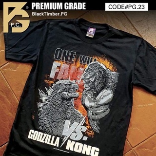 Pg23 เสื้อยืดผ้าฝ้าย พิมพ์ลายก๊อตซิลลา VS KING KONG LIMITED MOVIE 2ND EDITION สีดํา