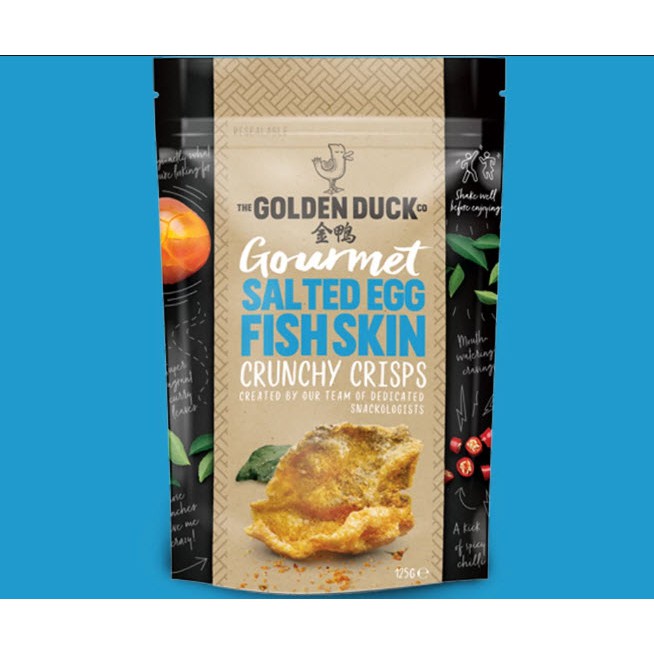 พร้อมส่ง 3 ก.ย จัดส่งฟรี The Golden Duck Gourmet Salted Egg Yolk Fish Skin Crisps หนังปลารสไข่เค็ม สุดฮิตจากสิงคโปร์