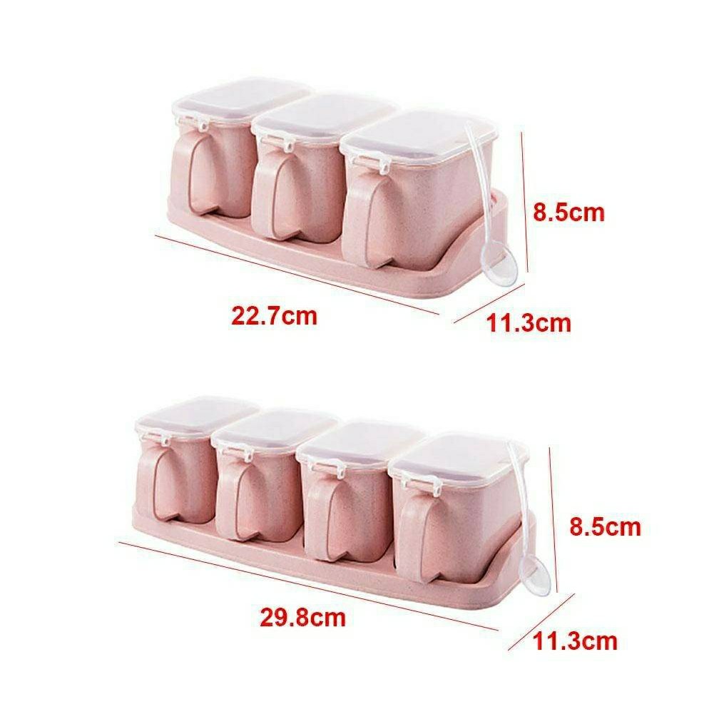 ที่ใส่เครื่องปรุง 3,4 ช่อง ฟางข้าวสาลี เป็นมิตรต่อธรรมชาติ แถมฟรี ช้อนตัก #Z-0003 - รูปที่ 6