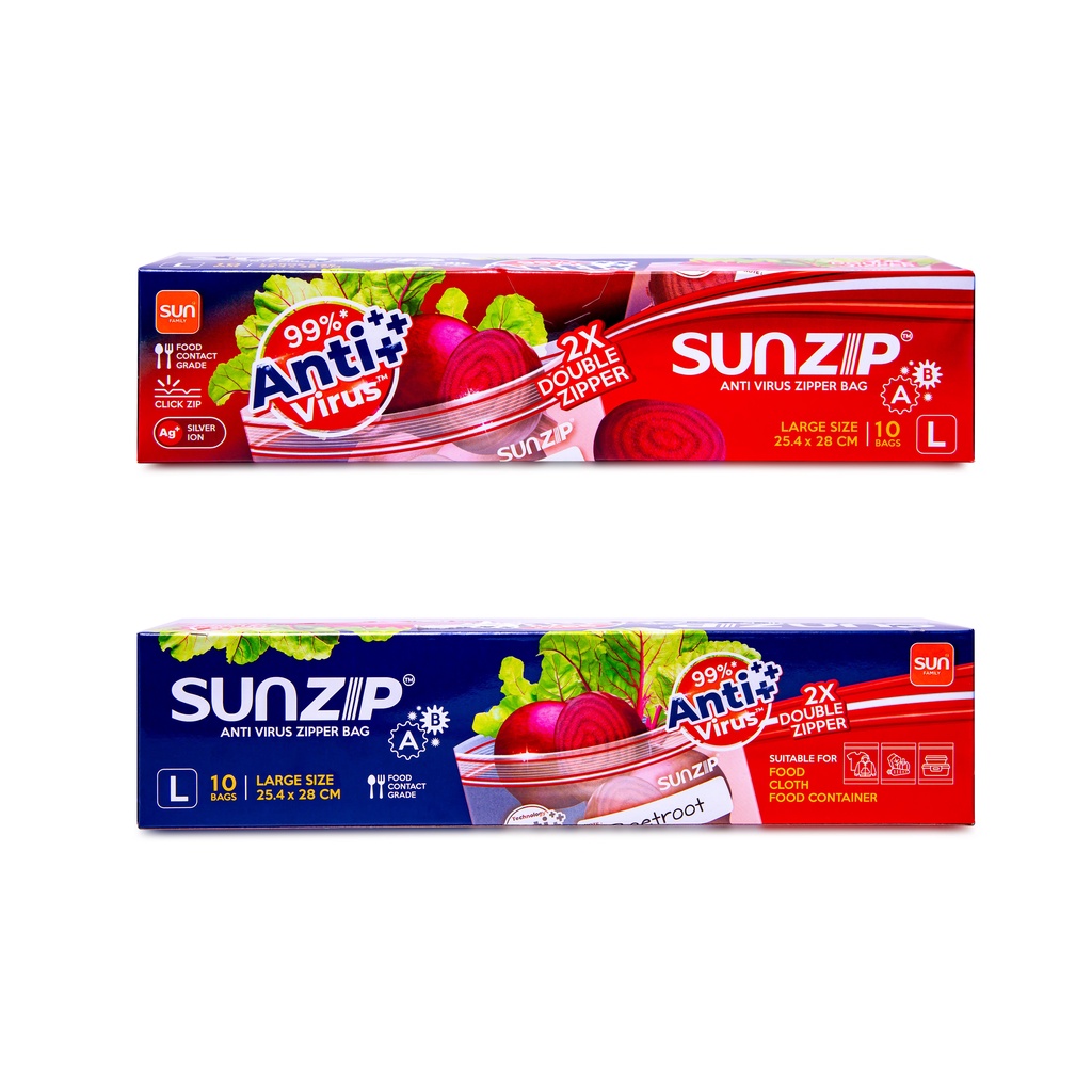 ถุงซิปแอนตี้ไวรัส Size L (จำนวน 6 แพค 12 แพค) ยับยั้งการเจริญเติบโตของ ...