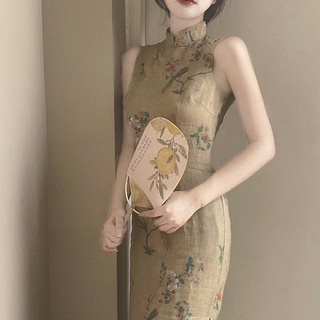 cheongsam หนุ่ม สไตล์ใหม่ สไตล์จีน แฟชั่น ย้อนยุค ขนาดใหญ่ ทันสมัย อารมณ์ สั้น แต่งตัว กระโปรงกี่เพ้า