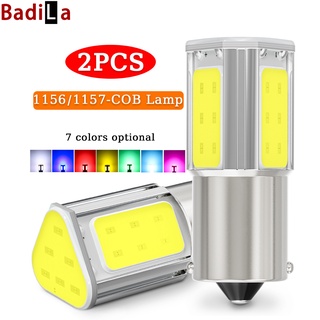 (2 ชิ้น) หลอดไฟเลี้ยว 1156 1157 COB ไฟเบรก ไฟถอยหลัง LED DRL สําหรับรถยนต์ รถจักรยานยนต์