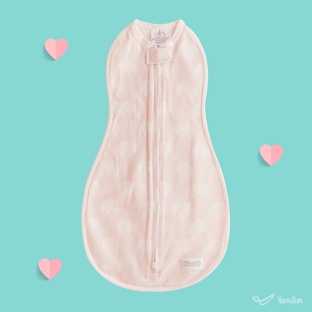 ผ้าห่อตัวเด็กแรกเกิดมีซิป Woombie Original Pink Elephant ฟรีEMS