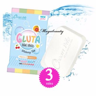 Wink White Gluta Whitening Soap สบู่กลูต้าผสมวิตามินC&amp;E ขนาด85g.(3ก้อน)#1507